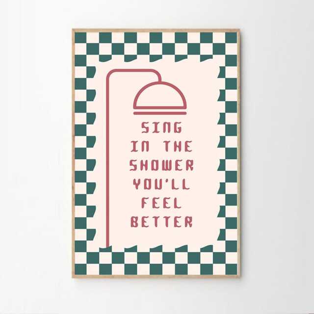 Sing in The Shower You'll Feel Better Art Canvas Poster, Bathroom Wall Art, Apartment Aesthetic Decor, Retro Home Printed Gift - image 1