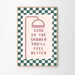 Sing in The Shower You'll Feel Better Art Canvas Poster, Bathroom Wall Art, Apartment Aesthetic Decor, Retro Home Printed Gift - thumbnail 1
