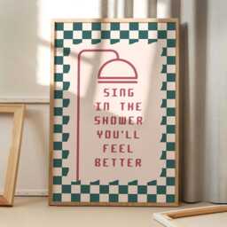 Sing in The Shower You'll Feel Better Art Canvas Poster, Bathroom Wall Art, Apartment Aesthetic Decor, Retro Home Printed Gift - thumbnail 2