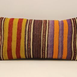 Vintage Turkish Kilim Lumbar Pillow Cover - 12x24 - thumbnail 2