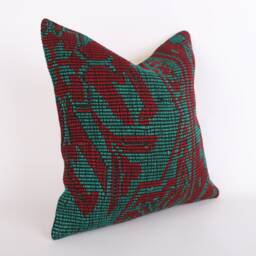 Vintage Turkish Kilim Pillow Cover 16'' Handwoven Wool Throw - thumbnail 3