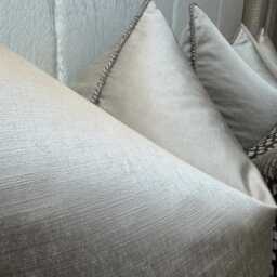 Satin Taupe Piped Cushion Cover Luxury Pillow Case With Bronze Piping Living Room Or Bedroom Decor - Interior Designer Style , All Sizes - thumbnail 3