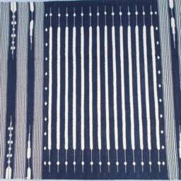 4x6 Royal Navy Blue & White Stripes Cotton Rug Dhurrie - Dark Colour - thumbnail 3