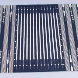 4x6 Royal Navy Blue & White Stripes Cotton Rug Dhurrie - Dark Colour - thumbnail 2