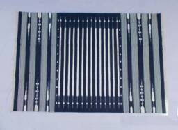 4x6 Royal Navy Blue & White Stripes Cotton Rug Dhurrie - Dark Colour - thumbnail 1