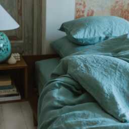 Ocean Mint Linen Pillow Case, Queen & King Cases, Envelope Closure Handmade Euro Cover
