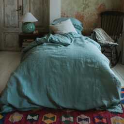Ocean Mint Linen Pillow Case, Queen & King Cases, Envelope Closure Handmade Euro Cover - thumbnail 4