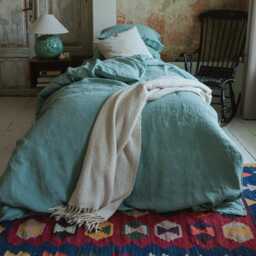 Ocean Mint Linen Pillow Case, Queen & King Cases, Envelope Closure Handmade Euro Cover - thumbnail 2