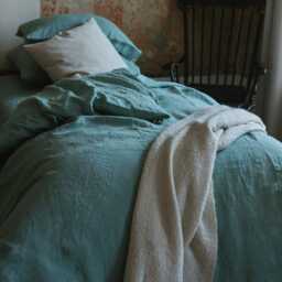 Ocean Mint Linen Pillow Case, Queen & King Cases, Envelope Closure Handmade Euro Cover - thumbnail 3