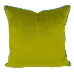 stunning Designer Contrast Piped Green & Aqua Velvet Cushion Cover - Handmade Throw Pillow Home D??cor - thumbnail 2