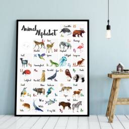 Animal Alphabet, Alphabet Poster, Nursery Print, Zoo Animals, Kids Childrens Home, A5, A4, A3 - thumbnail 1