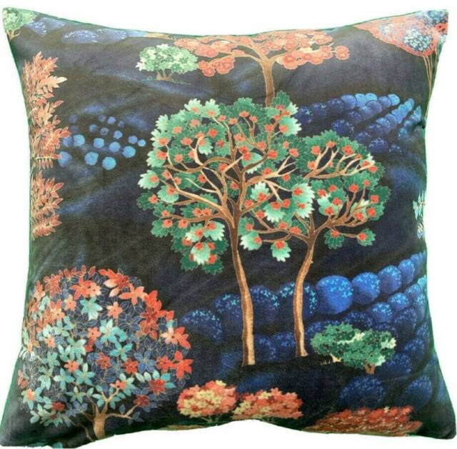 Mountain Trees Velvet Cushion Cover Printed Botanical Landscape 16-24 - image 1
