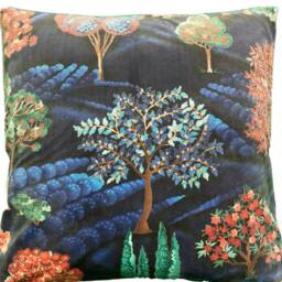 Mountain Trees Velvet Cushion Cover Printed Botanical Landscape 16-24 - thumbnail 3