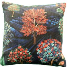 Mountain Trees Velvet Cushion Cover Printed Botanical Landscape 16-24 - thumbnail 2