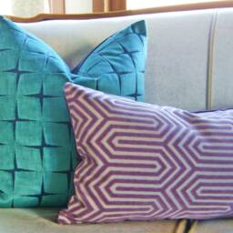 Green Velvet Pillow Cover , Aqua Cover, Velvet Cover, Geometric - thumbnail 3