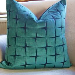 Green Velvet Pillow Cover , Aqua Cover, Velvet Cover, Geometric - thumbnail 2