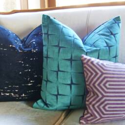Green Velvet Pillow Cover , Aqua Cover, Velvet Cover, Geometric - thumbnail 4