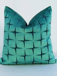 Green Velvet Pillow Cover , Aqua Cover, Velvet Cover, Geometric - thumbnail 1