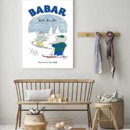 Babar The Elephant Ski, Nursery Wall Art, Retro Kids, Kids Room Genre Neutral Baby Illustration Art Print - thumbnail 3