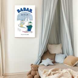 Babar The Elephant Ski, Nursery Wall Art, Retro Kids, Kids Room Genre Neutral Baby Illustration Art Print - thumbnail 2