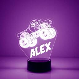 Monster Truck Light Up, Custom Engraved Night Light, Personalized Free, 16 Color Options With Remote Control - thumbnail 1