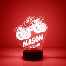 Monster Truck Light Up, Custom Engraved Night Light, Personalized Free, 16 Color Options With Remote Control - thumbnail 4