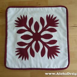 Hawaiian Quilt Pillow Covers - Red Lehua Flowers - thumbnail 3