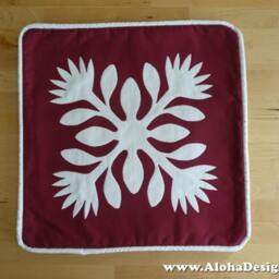 Hawaiian Quilt Pillow Covers - Red Lehua Flowers - thumbnail 2