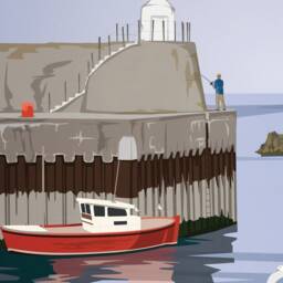 Findochty Print - Moray Firth Buckie Harbour- Paddleboarding Scotland Travel Poster - thumbnail 3