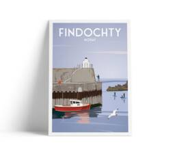 Findochty Print - Moray Firth Buckie Harbour- Paddleboarding Scotland Travel Poster - thumbnail 1