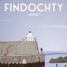 Findochty Print - Moray Firth Buckie Harbour- Paddleboarding Scotland Travel Poster - thumbnail 2