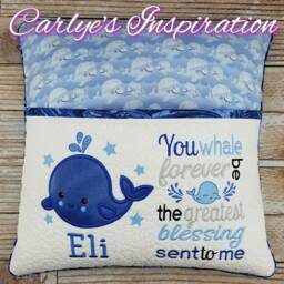 Whale Bundle Storybook Pillow Designs - 5x7 Design Includes 2 Digital Designs Applique Wording Sea Animal - thumbnail 2