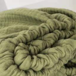 Bed Sheets Fitted Sheet Muslin Gauze Bedding Boho Bohemian Natural Organic Sage Green Bed Linen With Elastic Olive - thumbnail 4