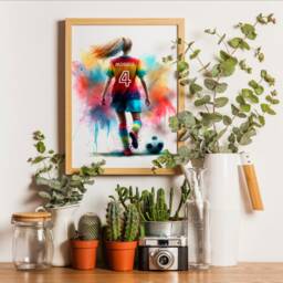 Personalised Football Print For Girls - Girl Soccer Gifts - Custom Present Room Decor Personalized Wall Art Footballer - thumbnail 3
