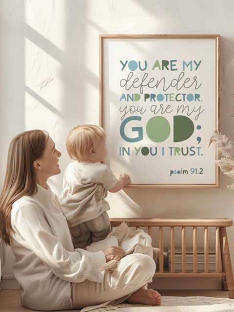 Bible Verse Print, Christian Wall Art, Boys Bedroom Decor, Scripture Prints, Nursery Home Gift For Boys, Christening Gift - image 1