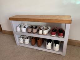 Shoe Bench Handmade Wooden Rustic Solid Wood Painted Hallway Storage Oak Pine Walnut Shoebench