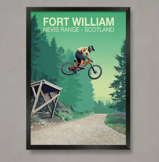 Fort William Mountain Bike Trail Poster Scotland Nevis Range Print - image 1
