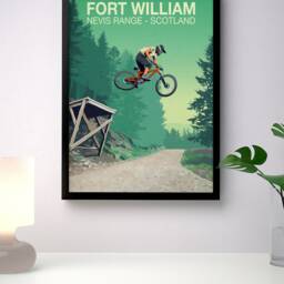 Fort William Mountain Bike Trail Poster Scotland Nevis Range Print - thumbnail 3