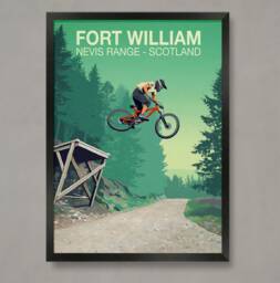 Fort William Mountain Bike Trail Poster Scotland Nevis Range Print - thumbnail 1