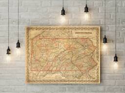 Vintage Pennsylvania Map 1856 Housewarming Gift Wall Art Decorative Home - thumbnail 1