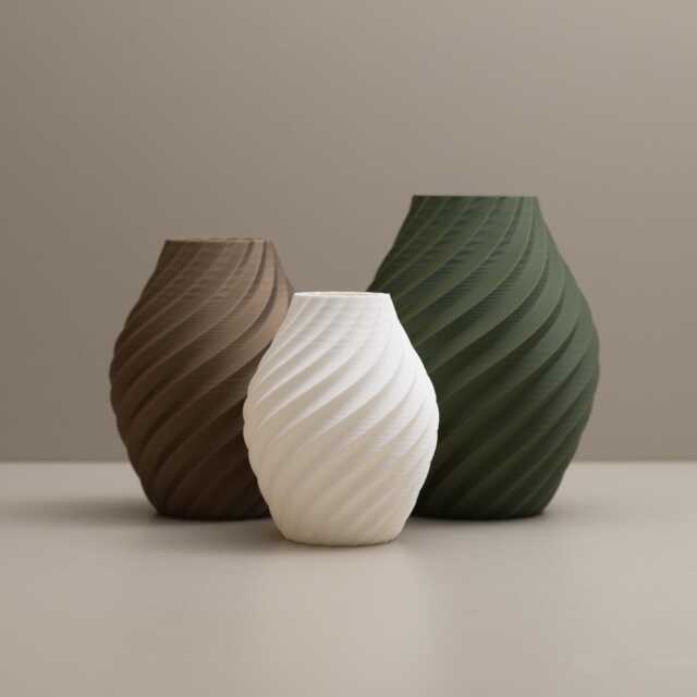 Swirl Decorative Ornament Olive Green, Gold, & White Vase, Green Home Decor Accessories - image 1