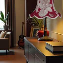 Red Floral Hydrangea Lampshade With Cream Braid Handmade For Ceiling Lights, Table & Floor Standard Lamp Shades - thumbnail 3