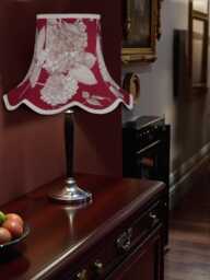 Red Floral Hydrangea Lampshade With Cream Braid Handmade For Ceiling Lights, Table & Floor Standard Lamp Shades - thumbnail 1