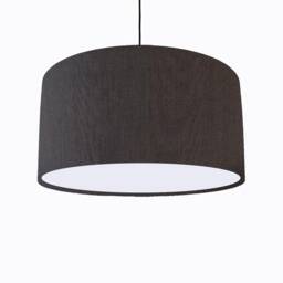 Charcoal Lampshade in Linen With White Lining