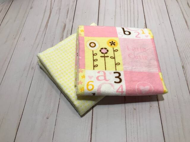 Receiving Blanket Set Of Two - 2, Giraffe Blanket, Pink Yellow Flannel Girl Baby Swaddle Blanket - image 1