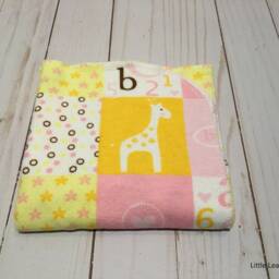 Receiving Blanket Set Of Two - 2, Giraffe Blanket, Pink Yellow Flannel Girl Baby Swaddle Blanket - thumbnail 2