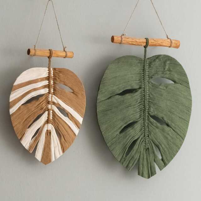 Monstera Leaf Macrame Wall Hanging - Big Green L41 - image 1