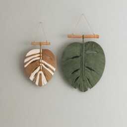 Monstera Leaf Macrame Wall Hanging - Big Green L41 - thumbnail 4