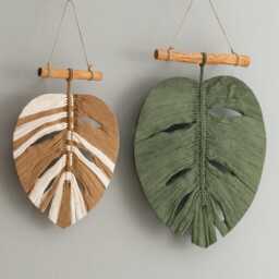 Monstera Leaf Macrame Wall Hanging - Big Green L41
