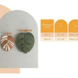 Monstera Leaf Macrame Wall Hanging - Big Green L41 - thumbnail 3